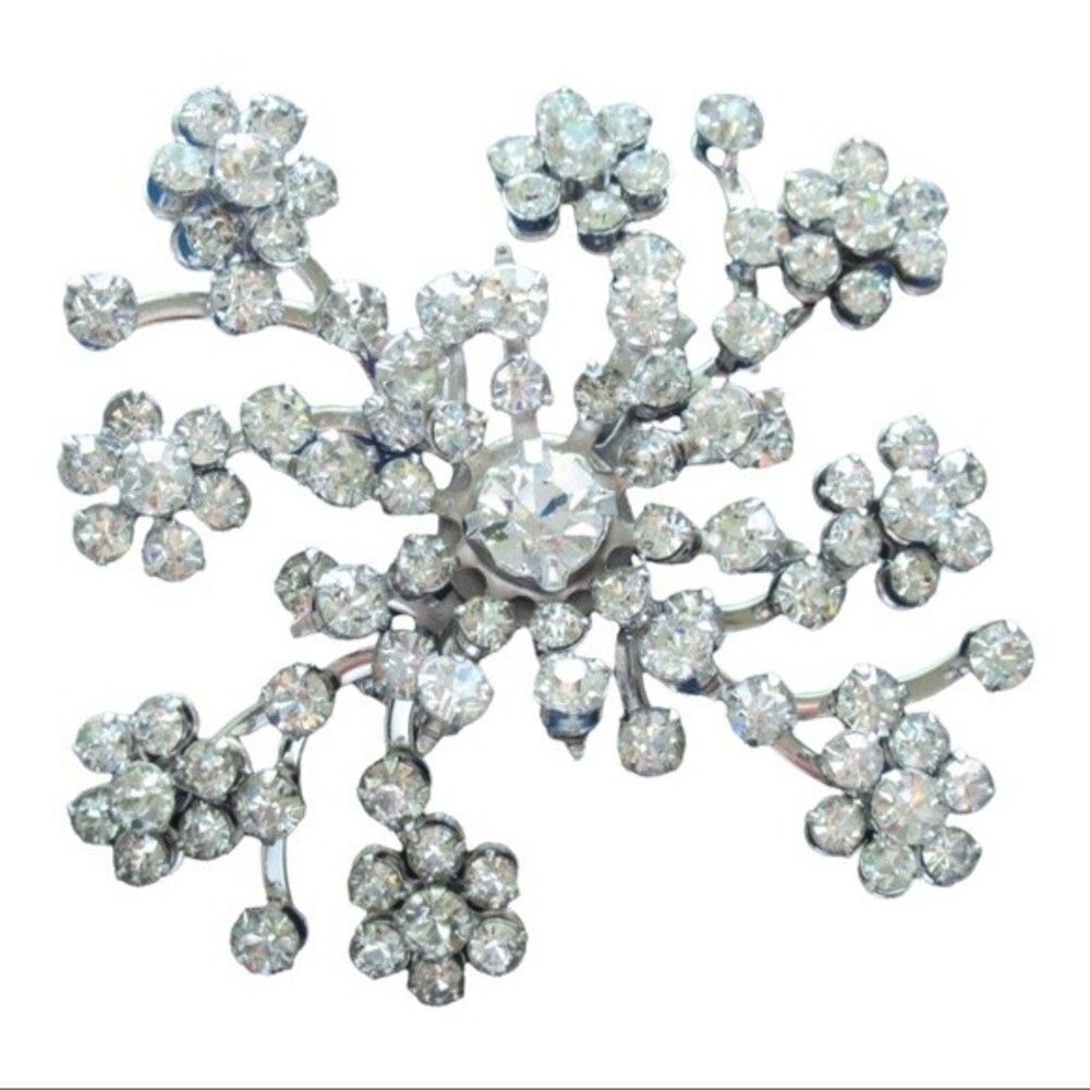 Mid-century Vintage Starburst Rhinestone Brooch - Picture 1 of 8
